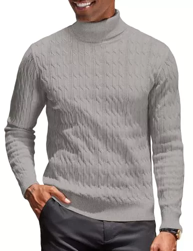 COOFANDY Pullover & Strickmode COOFANDY Rollkragenpullover Herren Zopfmuster Strickpullover Rollkragenpulli Feinstrick Winterpullover Slim Fit Sweater Turtleneck Herren