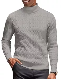 COOFANDY  COOFANDY Rollkragenpullover Herren Zopfmuster Strickpullover Rollkragenpulli Feinstrick Winterpullover Slim Fit Sweater Turtleneck Herren