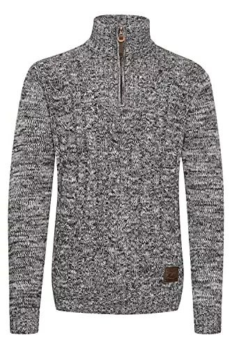 !Solid Pullover & Strickmode !Solid SDPankraz Herren Strickpullover Troyer Grobstrick Pullover mit Zopfstrickmuster Reißverschluss 100% Baumwolle Regular fit