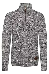 !Solid Pullover & Strickmode !Solid SDPankraz Herren Strickpullover Troyer Grobstrick Pullover mit Zopfstrickmuster Reißverschluss 100% Baumwolle Regular fit