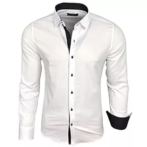 Baxboy  Baxboy Herren-Hemd Langarm/Business Freizeit Hochzeit/Bügelleicht/Slim-Fit/Anzug Kentkragen Hemd B-500