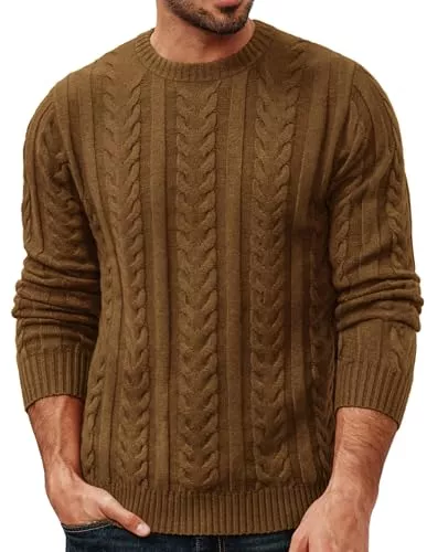 PJ PAUL JONES Pullover & Strickmode PJ PAUL JONES Herren Pullover mit Rundhalsausschnitt Langarm Zopfmuster Winter Strickpullover
