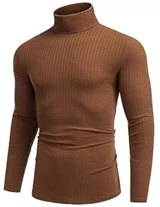 COOFANDY  COOFANDY Rollkragenpullover Herren Langarmshirt Rollkragen Pullover Geripptes Rollkragenshirt Turtleneck T-Shirt Longsleeve Leicht Strickpullover Pulli Männer