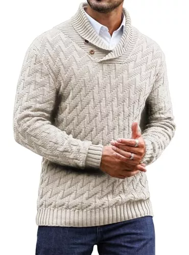 Zaitun Pullover & Strickmode Zaitun Herren Strickpullover Rollkragenpullover mit Knöpfen Warm Langarm Pullover Freizeit Winterpullover