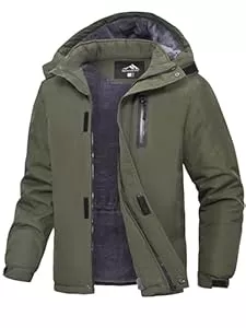 Peakwell  Peakwell Herren Gefütterte Warm Winterjacke Wasser- und winddichte Outdoorjacke Funktionsjacke mit Abnehmbarer Kapuze
