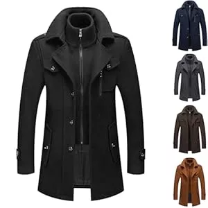 Generisch Mäntel Herren Wintermantel Mantel Herren Wintermantel aus Wolle für Freizeit und Business Coat Wolljacke mit Langschnitt Wollmantel Lang Warme Winterjacke Elegant als Trenchcoat​ Winterjacke Herren Business