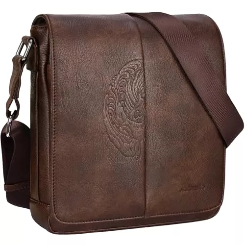 Leathario Taschen & Rucksäcke Leathario Herren Umhängetasche aus Veagn Leder,Schultertasche mit Großer Kapazität, Herrentasche für Alltag Freizeit Arbeit