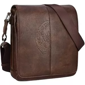 Leathario  Leathario Herren Umhängetasche aus Veagn Leder,Schultertasche mit Großer Kapazität, Herrentasche für Alltag Freizeit Arbeit