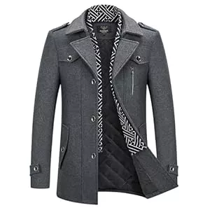 KUDMOL Mäntel KUDMOL Herren Wintermantel Wolle Kurzmantel Stehkragen Wollmantel Mittellang für Business Freizeit Peacoat