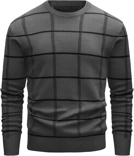 MAGCOMSEN Pullover & Strickmode MAGCOMSEN Pullover Herren Rundhals Baumwolle Sweatshirt Basic Leicht Strickpullover Warm Winterpullover für Alltag