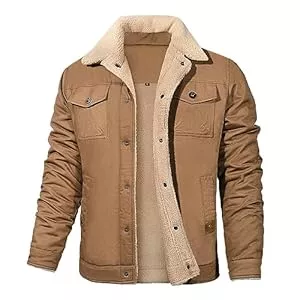 Vancavoo  Vancavoo Winterjacke Herren Fleecejacke Übergangsjacke Winter Jacke Wärme Fleece Gefütterte Jacken Stehkragen Winterparka mit Taschen