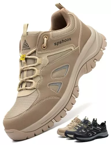 SPSHOOS Stiefel Arbeitsschuhe Herren S1P Sicherheitsschuhe Damen Leicht ESD Stahlkappenschuhe Küche rutschfest Atmungsaktiv Sportlich