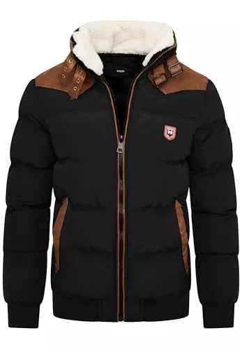 behype. Jacken behype. Herren Winterjacke mit abnehmbarem Kunstfell in Schaf-Optik Kurze Steppjacke warme Outdoorjacke Jacket Puffer-Jacke Piloten-Stil