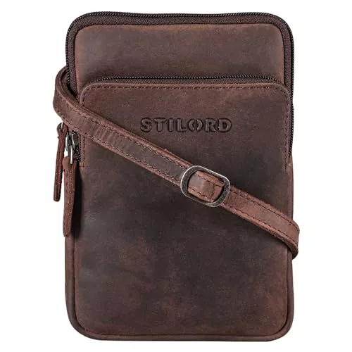 STILORD Taschen & Rucksäcke STILORD 'Elin' Brustbeutel Leder groß Brusttasche für Herren Damen Handy Umhängetasche aus echtem Vintage Leder