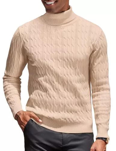 COOFANDY Pullover & Strickmode COOFANDY Rollkragenpullover Herren Zopfmuster Strickpullover Rollkragenpulli Feinstrick Winterpullover Slim Fit Sweater Turtleneck Herren