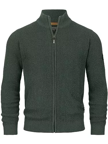 Indicode Strickjacken Indicode Herren INLayton Strickjacke mit Stehkragen und Reißverschluss | Cardigan Feinstrickjacke für Männer