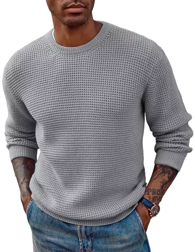 PJ PAUL JONES Pullover & Strickmode PJ PAUL JONES Pullover Herren mit Rundhals Waffelmuster Strickpullover Grobstrick Winterpullover
