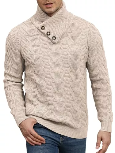 Comilaka Pullover & Strickmode Comilaka Herren Pullover Langarm Strickpullover Männer Freizeit Rollkragen Sweater mit Zopfmuster Top Herbst Winter