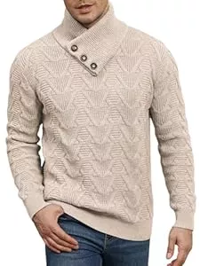Comilaka Pullover & Strickmode Comilaka Herren Pullover Langarm Strickpullover Männer Freizeit Rollkragen Sweater mit Zopfmuster Top Herbst Winter
