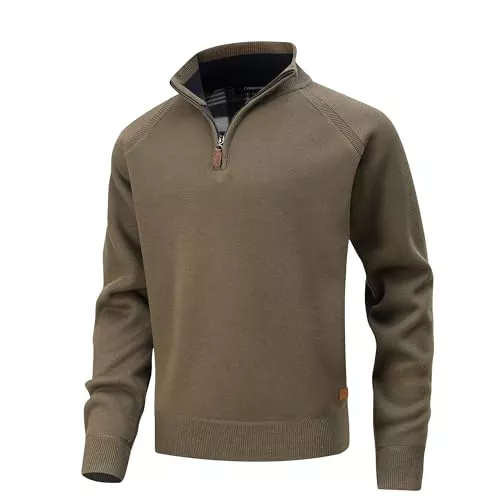 CoXuantion Pullover & Strickmode CoXuantion Pullover Herren Winterpullover 1/4 Reißverschluss Strickpullover Warme Langarm Sweatjacke Feinstrick Knitted Stehkragenpullover Weiche Stehkragen Sweater