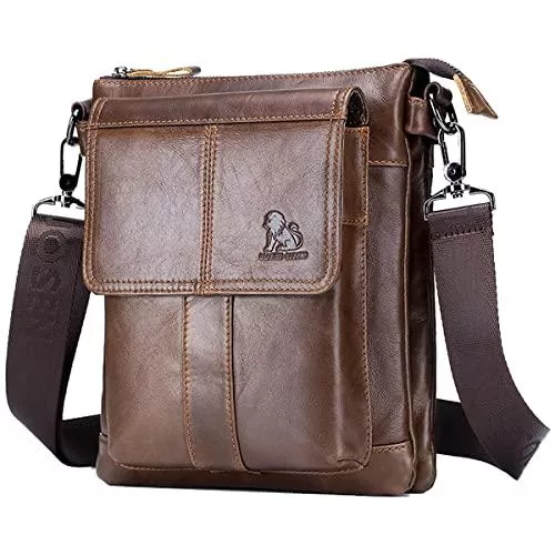 NIYUTA Taschen & Rucksäcke NIYUTA Herren Schultertaschen Echtes Leder Messenger Bags Herrentaschen Umhängetaschen Crossbody Taschen Retro Unternehmen Braun