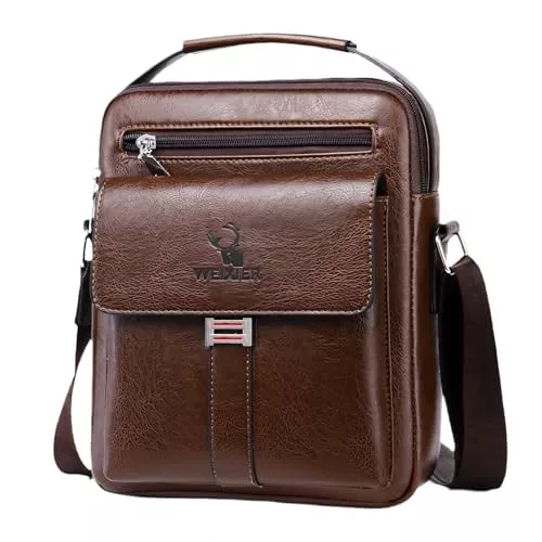 Vologle Taschen & Rucksäcke Vologle Herren Schultertasche PU Leder Messenger Bag Business Crossbody Manbag Casual Handtaschen Seitentasche Reise Flug Sport Taschen für Männer Arbeiten Shopping Reise