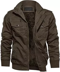TACVASEN  TACVASEN Herren Fleecejacke Warme Jacke Winter Thermojacke Gefüttert Übergangsjacke Militär Feldjacke Cargojacke mit Taschen
