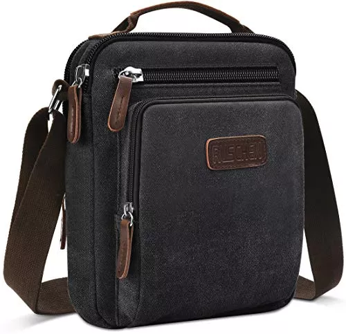 Ruschen Taschen & Rucksäcke Ruschen Umhängetasche Schultertasche für Herren, Damen und Jungen, Kuriertasche aus Canvas, Herrentasche für Tablet, Messenger Bag für Tägliches Leben Reise