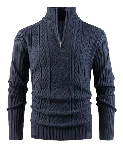 Btmpmcs Pullover & Strickmode Btmpmcs Pullover Herren 1/4 Zip Neck Rollkragenpullover Stehkragen Strickpullover Langarm Warmer Pulli Solid Arbeitspullover Feinstrick Sweater Winterpullover Sweatshirt Pullover mit Reißverschluss