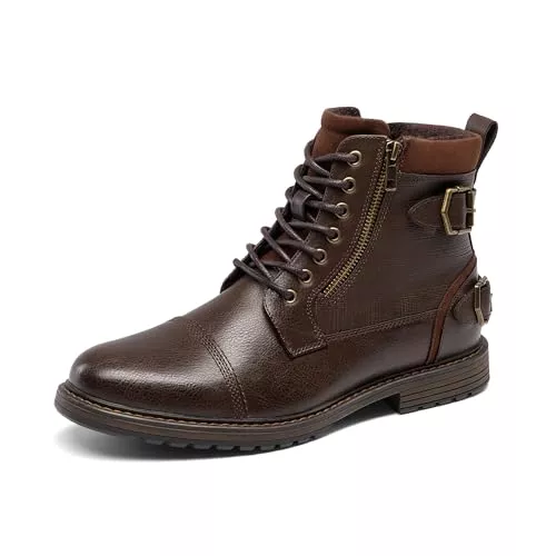 Bruno Marc Stiefel Bruno Marc Herren Motorrad Stiefel Schnürstiefel Klassische Biker Boots Freizeitschuhe mit seitlichem Reißverschluss