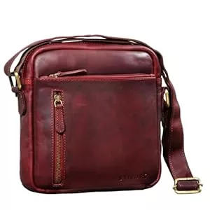 STILORD Taschen & Rucksäcke STILORD Hawk Männer Tasche Leder Klein Vintage Herrentasche Umhängetasche Schultertasche Herrenhandtasche für 9.7 Zoll iPad DIN A5 Messenger Bag Farbe:Rosso