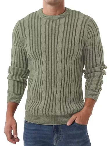 QIXING Pullover & Strickmode QIXING Herren Zopfmuster Pullover Rundhals Langarm Strickpullover Warm Weich Elastisch Herbst Winter Casual Pulli