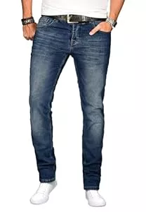 ALESSANDRO SALVARINI Jeans ALESSANDRO SALVARINI Herren Slim Fit Jeans Hose Denim Stretch-Jeans Jeanshose Washed