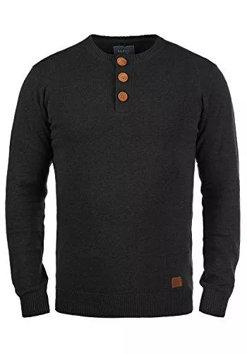 Blend Pullover & Strickmode Blend Leonardo Herren Strickpullover Feinstrick Pullover mit Rundhalsausschnitt und Knopfleiste
