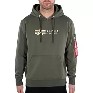 ALPHA INDUSTRIES  Alpha Industries Herren Alpha Industries Alpha Label Hoody Kapuzensweat für Herren Kapuzenpullover (1er Pack)