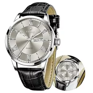 Taxau  Taxau Klassische Lederuhren für Männer Analog Quartz Big Dial Luxus Armbanduhren Wasserdicht Luminous Day Date Reloj para Hombre