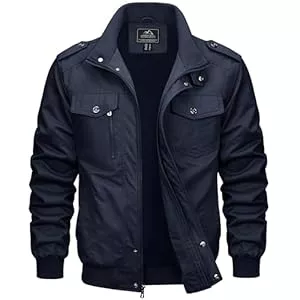 MAGCOMSEN Jacken MAGCOMSEN Übergangsjacke Herren Winddichte Cargo Outdoorjacke Herbst Blouson Jacke Militär Armee Fliegerjacke Baumwolle Stehkragen Freizeitjacke mit Multi Taschen
