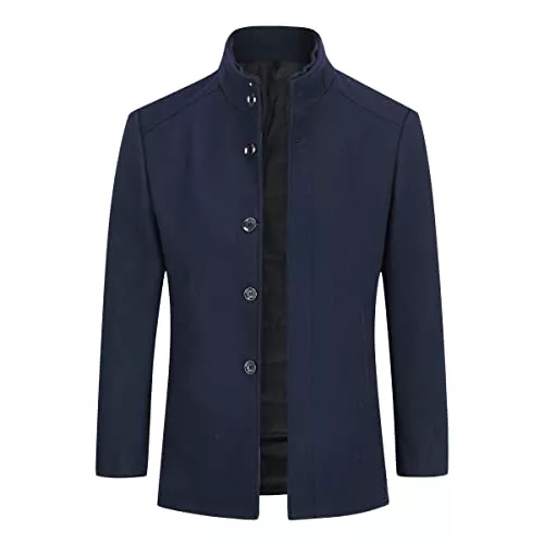 Sliktaa Mäntel Sliktaa Herren Wollmantel Slim fit Casual Short Jacket Winter Parka Warm Simple Elegant Mantel+Weste