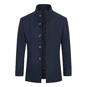 Sliktaa Mäntel Sliktaa Herren Wollmantel Slim fit Casual Short Jacket Winter Parka Warm Simple Elegant Mantel+Weste