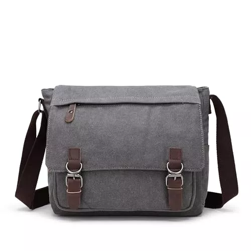 Sechunk Taschen & Rucksäcke Sechunk Segeltuch Leder Herren Umhängetasche 13,3 Zoll Große Laptoptasche Vintage Canvas Messenger Bag Aktenktasche Schultertasche Bürotasche Kuriertasche Arbeitstasche