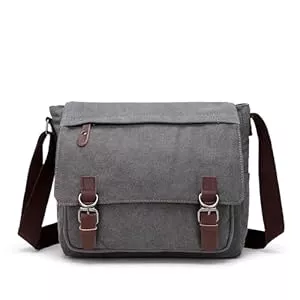 Sechunk  Sechunk Segeltuch Leder Herren Umhängetasche 13,3 Zoll Große Laptoptasche Vintage Canvas Messenger Bag Aktenktasche Schultertasche Bürotasche Kuriertasche Arbeitstasche