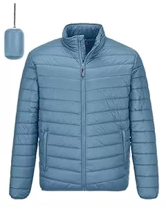 Outdoor Ventures  Outdoor Ventures Herren Steppjacke Packbare Leichte Warme Übergangsjacke Herren Wasserfeste Pufferjacke mit 3 Taschen für Outdoor Casual Wandern
