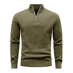 Zaitun Pullover & Strickmode Zaitun Herren Half Zip Pullover Waffel Strickpullover Rollkragenpullover Warm Langarm Winterpullover