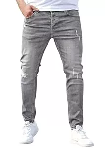 shownicer Jeans shownicer Herren Jeans Slim Fit Denim Hose Stretch Tapered Männer Jeanshose Destroyed Hosen Casual Herrenjeans Freizeithose