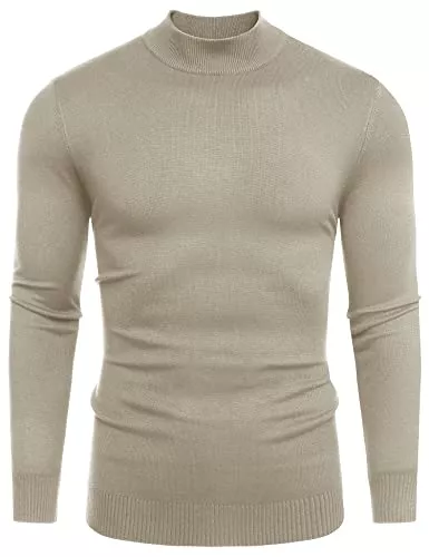 Babioboa Pullover & Strickmode Babioboa Herren Strick Pullover mit Rundhals Feinstrick Langarmshirt Halb Rollkragen Pulli Sweater Einfarbig Thermo Basic Oberteile Freizeit Slim fit