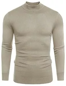 Babioboa  Babioboa Herren Strick Pullover mit Rundhals Feinstrick Langarmshirt Halb Rollkragen Pulli Sweater Einfarbig Thermo Basic Oberteile Freizeit Slim fit