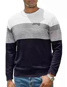 iClosam  iClosam Pullover Herren Gestreift Strickpullover Rundhals Streifenpullover Winter Herrenpullover Freizeit Pulli Männer Regular Fit Sweatshirt für Herren