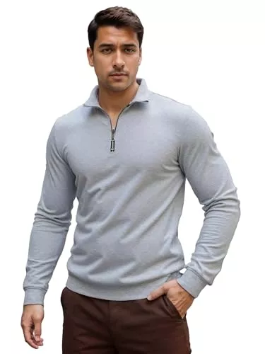 Bkul Pullover & Strickmode Bkul Sweatshirt Herren 1/4 Zip Stehkragen Pullover Ohne Kapuze Herren Langarm Warm Winter Leichter Arbeitspullover