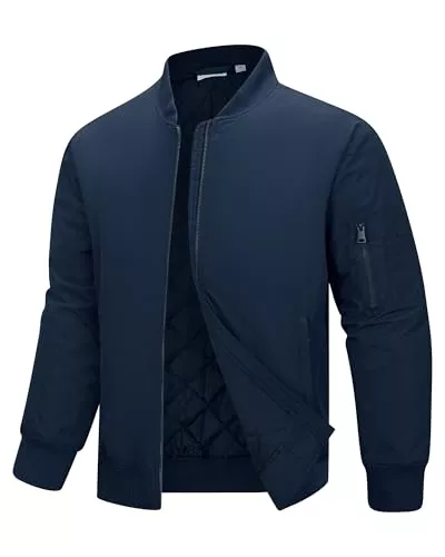 33,000ft Jacken 33,000ft Bomberjacke Herren Wasserdichte Winddichte Übergangsjacke Leichte Blousonjacke Fliegerjacke Herbst Winter Jacke mit 4 Taschen