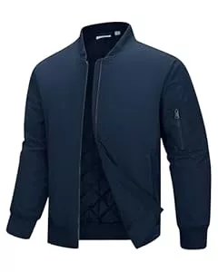 33,000ft Jacken 33,000ft Bomberjacke Herren Wasserdichte Winddichte Übergangsjacke Leichte Blousonjacke Fliegerjacke Herbst Winter Jacke mit 4 Taschen